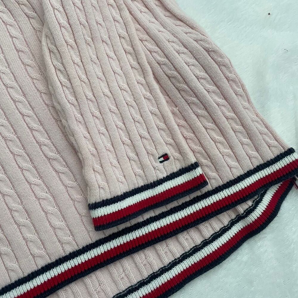 Tommy Hilfiger Cable Knit Sweater Women's XL Pink Feminine Romantic Fall Luxury - Picture 3 of 4